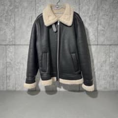 ZARA ブラックレザー シアリングジャケット Lのサムネイル