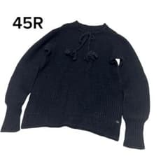 45rpm 45R 908ガンジーセーター ケーブルニット ブラック R刺繍 L