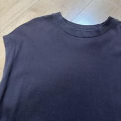 MUJI 無印　二重編みフレンチスリーブワンピース ダークグレー M-Lのサムネイル