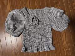 INGNI ギンガムチェック パフスリーブ トップス Mのサムネイル