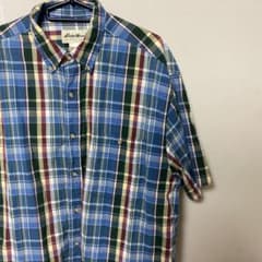 USED 古着　メンズ チェックシャツ　青　ブルーのサムネイル