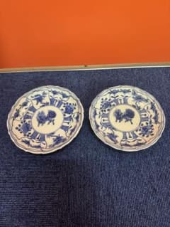 1857  古伊万里　染付青花　大明成化年製銘　皿　2客　時代 1857 古伊万里 染付青花 大明成化年製銘 皿 2客 時代 - メルカリ
