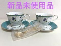 【新品未使用品】HOYAチャイナ　カップ &ソーサー 2客セット 花柄のサムネイル