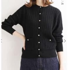 イエナ 19AW パールボタンミニケーブルクルーカーディガン ニット ベージュ IENA - イエナ 19AW パールボタンミニケーブルクルーカーディガン