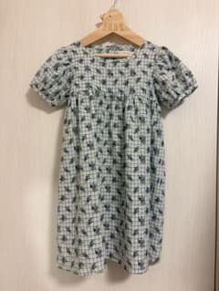 Lycee mine 薄青緑 花柄ワンピース 110