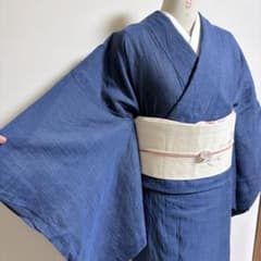 ミ*ト様 【本麻きもの】夏着物・藍青・上布・身幅広め・トール・裄72cm ・ki ミ*ト様 【本麻きもの】夏着物・藍青・上布・身幅広め・トール・裄72cm