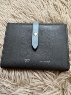 CÉLINE 二つ折り財布 グレー 水色 - メルカリ