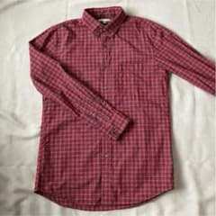 UNIQLO チェック柄 ボタンダウンシャツ レッド系 Mサイズのサムネイル