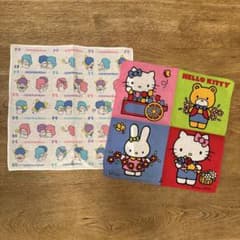 d*3様 リトルツインスターズ＆ハローキティ 昭和レトロ ハンカチセット 