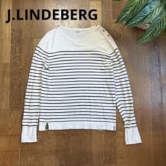 J.LINDEBERG ボーダー ニット カットソー 肩ボタンホワイトM