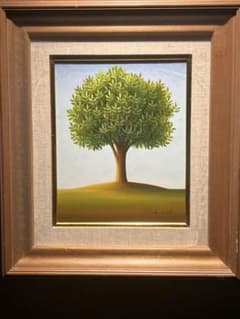 深町博【樹】油彩画　直筆サインあり