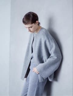 2024AW ebure カシミヤ ノーカラー ショートコート ロロピアーナ 