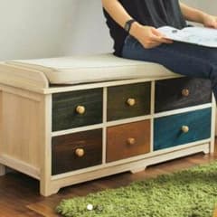 【美品・送料込】収納 スツール ベンチ 北欧  アンティーク風のサムネイル