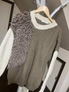 MOUSSY ニット 長袖 ベージュ×ホワイトのサムネイル