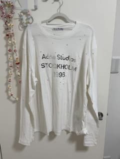 Acne Studios 로고 라인 스톤 긴팔 T 셔츠