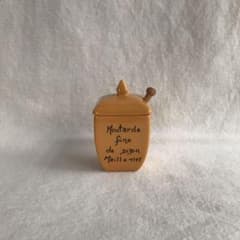 古い道具　　ディジョンマスタード入れ　陶器　フランス蚤の市のサムネイル
