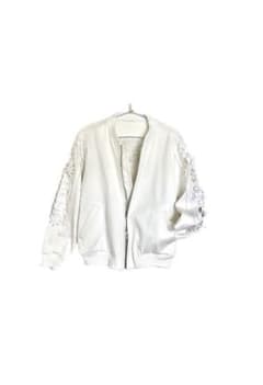 Chesty チェスティ 白 花 スパンコール ビーズ ビジュー MA1 ダブル