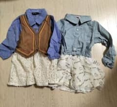 ベビー服 ワンピース 青色 茶色 95cmまでのサムネイル