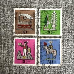 1191 【消印有：海外切手(ドイツ)】 1969年 錫細工福祉切手 4種完