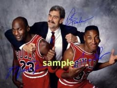 NBA マイケルジョーダン ピッペン フィルジャクソン 高画質 サイン