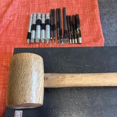 革細工初心者用具揃　中古品　革ハギレ付きのサムネイル