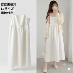 【LLサイズ】COLZA ハニーズ ふくれジャガードキャミワンピース 白 裏地付のサムネイル