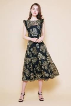 タダシショージ　桜ミモレ丈ドレス36号　クリーニング済⭐️3月8日大幅値下げ⭐️ タダシショージ 桜ミモレ丈ドレス36号 クリーニング済⭐️3月8日大幅