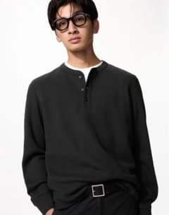 ワッフルヘンリーネックTシャツ未使用のサムネイル