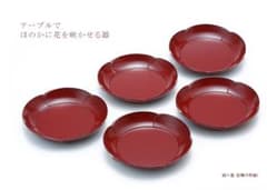山田平安堂 古代朱 銘々皿　捻梅 （5枚組）※箱なしのサムネイル