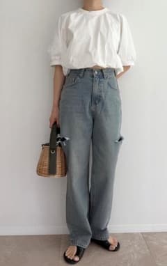 AMIE サイドカットストレートデニムのサムネイル
