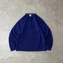 80s 90s エルエルビーン ヘンリーネックロンT 裏起毛 ブルー系 M〜L 