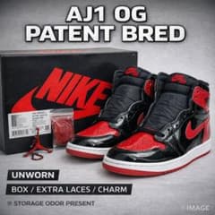 未使用✨️25.5㎝】AJ1 レトロ ハイ OG パテントブレッド 付属品完備 