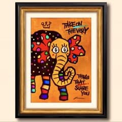 恐れに挑む勇気 」｜絵画 原画 抽象画 絵 動物画 ドローイング 画家
