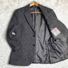 Harris Tweed Herringbone Walnut Button Tailored Jacket Wool Made in Japan