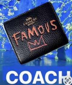 COACHパスキアコラボスナップウォレットブラック黒.二つ折り財布男女