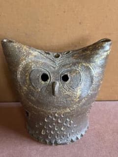 Y．A銘 藁灰釉彫文フクロウ形置物 検不苦労 - メルカリ