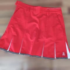 ランバンスポールプリーツスカート レディース ゴルフウェア レッド