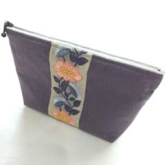 インド刺繍リボンポーチ　20cmファスナー　ハンドメイドのサムネイル