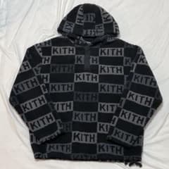 KITHフーディーボアプルオーバー フリースロゴ総柄 - メルカリ