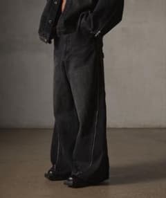 R*様 GRANCYグランシージップデザイン バギーデニム パンツ　ブラックM GRANCY ジーンズ 「GRANCY」ZipDesign Buggy DenimPants