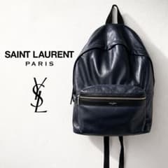 SAINT LAURENT PARIS レザー リュック ネイビー ビジネスのサムネイル