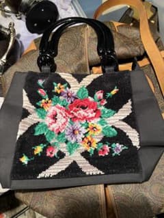 花柄刺繍 ハンドバッグ ブラックのサムネイル