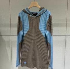 KIKO KOSTADINOV リブ編みフード付きジップアップニット 44 KIKO KOSTADINOV リブ編みフード付きジップアップニット 44