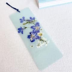 押し花しおり ハンドメイド ブルー系のサムネイル