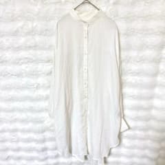 Lowrys Farm Band Collar Long Shirt, White, Size F, Rayon Blend, Spring/Summer