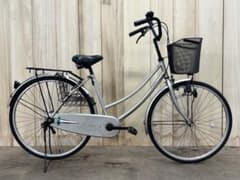 ⭕️ 26インチ シティサイクル シルバー 前カゴ・リアキャリア 通勤