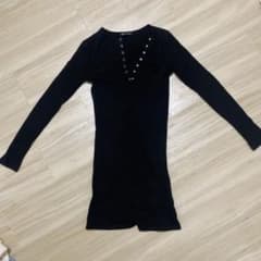 ZARA リブニットワンピース ブラックのサムネイル
