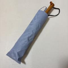 サンバリア100 2段折 フロストブルー 折りたたみ傘 日傘 木目調