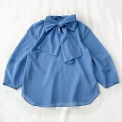 DRESSTERIOR 2-Way Sheer Bow Tie Blouse with Voluminous Sleeves, Current Model, Cotton