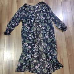 花柄 シフォン ロングシャツワンピース 羽織りのサムネイル